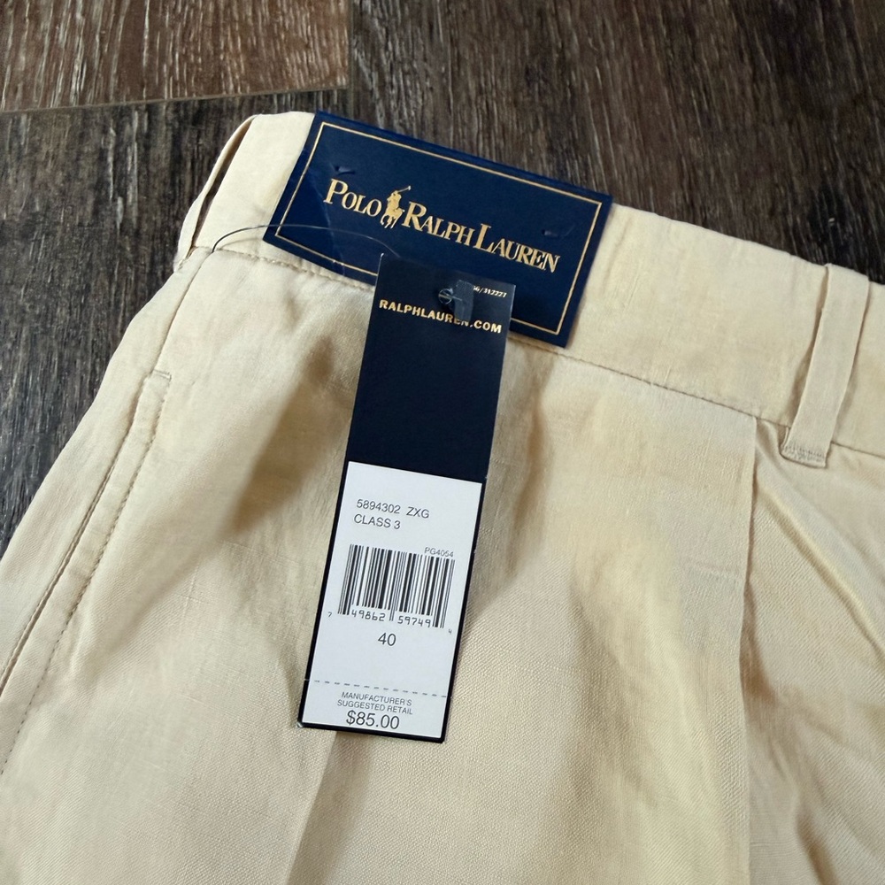 Polo by Ralph Lauren Khaki Pleated Chinos in Light Beige